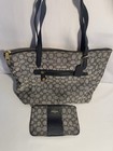 Coach Taylor Signature Jacquard Purse And Wallet Set Hand Bag Canvas Leather