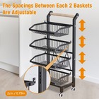 4-tiers Kitchen Trolley Rack Rolling Storage Cart Fruit Vegetable Shelf Kitchen