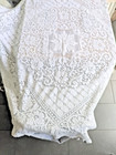 Vintage 70 s 80 s Oval White Cotton Lace Tablecloth