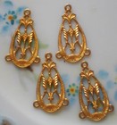  1473k Vintage Filigree Connectors Victorian Art Nouveau Ornate Antique Gold Nos