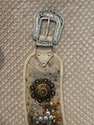 Raviani Women   s Western Tooled Wide Belt Rhinestone Studded Buckle Size M