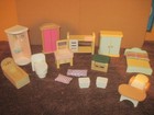 Mixed Lot 12 Pieces Of Vintage Handmade Wooden Doll House Furniture