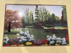 Framed Wall Art Landscape Nature Fabric Stitched Unique 17 5   x13 5   