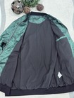 Men s Green Bomber Jacket Size M Regular Zip Front Lined Band Collar Short