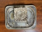 Antique Glass Crystal Inkwell   Pen Rest Silver Plate Hallmarked Stand  England
