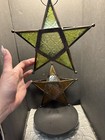 Vintage Set Moravian Star Hanging Light Lamp Lantern Candle Holder Metal G amber
