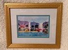 Cathy Peek Tropical Flamingo Art Print Signed Framed Double Matted Coastal Decor