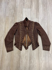 Antique Victorian Brown Silk Tailored Bodice Boning Jacket  Hook Closures As Is