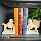 Cast Iron Pink Poodle Dog Bookends Pair Vintage Style Midcentury Mcm Heavy
