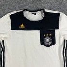 Adidas T-shirt Men s Medium White Black  Soccer Team Logo Short Sleeve Casual