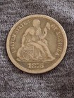 1876 Silver Us Seated Liberty Dime Victorian Love Token 