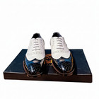 Men   s Spectator Oxford Shoes Handmade Two Tone Leather Dress Shoes Luxury