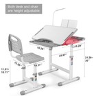 Gray Ergonomic Kids Study Desk   Chair Set Height Adjustable Table W drawer lamp