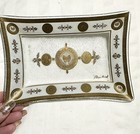 Vintage Georges Briard Floral Glass Serving Tray Dish Clear Gold - Signed