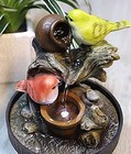Led Portable Tabletop Fountain - Desktop Waterfall W  Birds Indoor Outdoor Decor