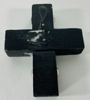 Vintage Milagros Folk Art Black Cross Charms Wood Handmade Signed Artist
