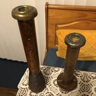 2 X Vintage Textile Bobbins Wooden Metal Spools Industrial Spindle Beehive Nice 