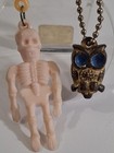 Two Gumball Arcade Prizes Rubbery Uv Skeleton   Brown Owl Keychains Hong Kong