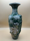 Antique Late 19th C  Meiji Period Japanese Porcelain Vase Of Green And Floral