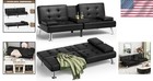 Futon Sofa Bed Leather Recliner With Cup Holders Modern Sleeper Futon Couch