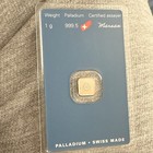 Argor-heraeus 1g Palladium Bar 0 9995 Fine 999 5 Swiss Made Assay Card