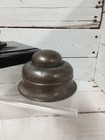 Vintage Brass Inkwell   Pen Set With Black Glass Base Antique Desk Accessory 