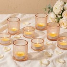 8 Pcs Gold Ribbed Glass Votive Candle Holders Set - Tealight Wedding Decor  Cent