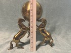 Vtg  Brass 3 Rearing Horses Pedestal Stand Holder W brass Ball Globe Orb Mcm