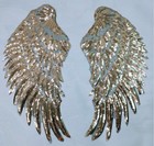 Gold Sequin Angel Wings Embroidery Patch - Iron On Back Patch  32x30cm 