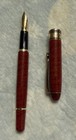 Montefiore Fountain Pen Red Marble Gold Tone Trim Nib