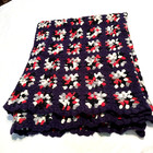 Vtg Granny Square Crochet Throw Blanket Afghan 40x76 Handmade Purple White Pink