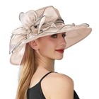 Women Organza Fascinator Kentucky Derby Hat Wide Brim Church Tea Party Dress Hat