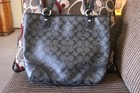 Coach Peyton Signature C  Black    Grey All-over Pattern F19817 With Dust Cover