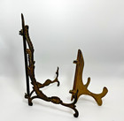 Vintage Brass Easel Art Picture Plate Holder Display Stands Lot Of 2 7    4 1 2 