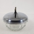 Glass Powder Jar With Brass Tone Lid Vanity  - Kromex Mid Century Vintage