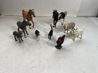 Schleich Lot Of 9 Farm Animals  Horses Donkey Sheep Goat Cat Dog Rooster
