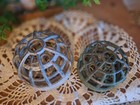 Set Of 2 Vntg Metal Domed Flower Frogs  Floral Arrangements  Garden Decor    