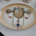 Antique Hand Decorated Porcelain Vanity Dresser Set Stunning 5pc