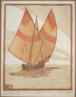 Antique Josephine Siccard-redl Woodcut Bracera Sailboat - Signed  Framed   Fine 