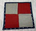 Vintage Antique Patchwork Quilt Table Topper  Small  Four Patch  Red  Blue
