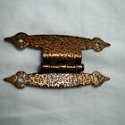 Vintage Antique  Cabinet Hinge -offset Hammered Copper 3 1 2  W screws