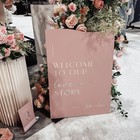 Dusky Pink Wedding Welcome Sign With Mirror Accents