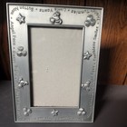 Pewter Baby Picture Frame  Raised Teddy Bear  Little Yawns  Toothless Smile Desi