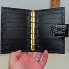 Maraolo Pocket Organizer Black Croc Embossed Leather 6 Ring Binder Made Italy