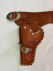 Vintage Pair Of Hubley Marshal Cap Guns Diecast W  Studded Holster 50 s 60 s