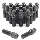  Set Of 20 Black 14x1 5 Lug Bolts Locking M14x1 5 Conical Seat - Spline - Black