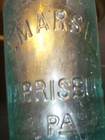 Vintage Blue Embossed  E  Marsili Harrisburg  Pa  Affixed Blob Top Glass Bottle