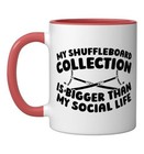 Table Game Strategy - Pucks Shuffleboard Ceramic Mug 11 Ounces Red white