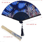 2 Pieces Handheld Fans   Silk Folding Foldable Fans Vintage Bamboo Frames Chines