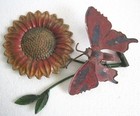 Antique Weathervane Flower  And Butterfly Unusual Rare  